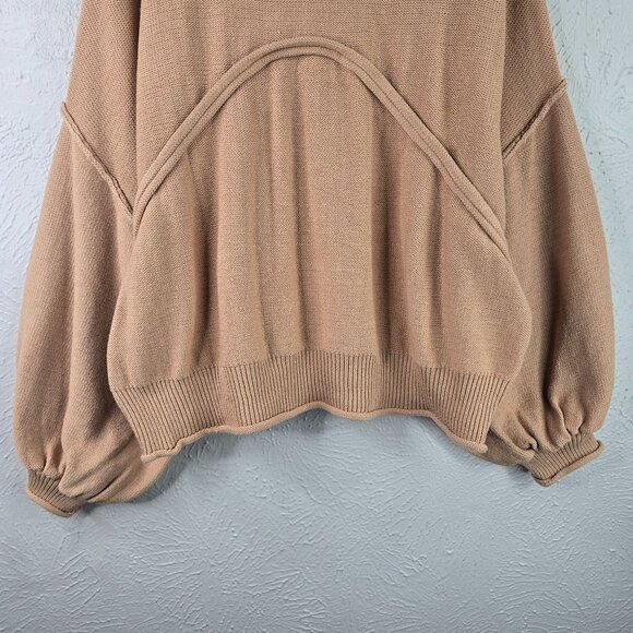 POL Slouchy Sweater Sz S Tan Cotton Knit Relaxed Oversized Boho Grunge Pull Over - Picture 12 of 13